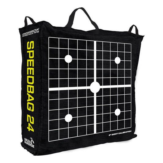 Back view of Delta McKenzie Speedbag 24 archery bag target with 2-inch sight calibration grid