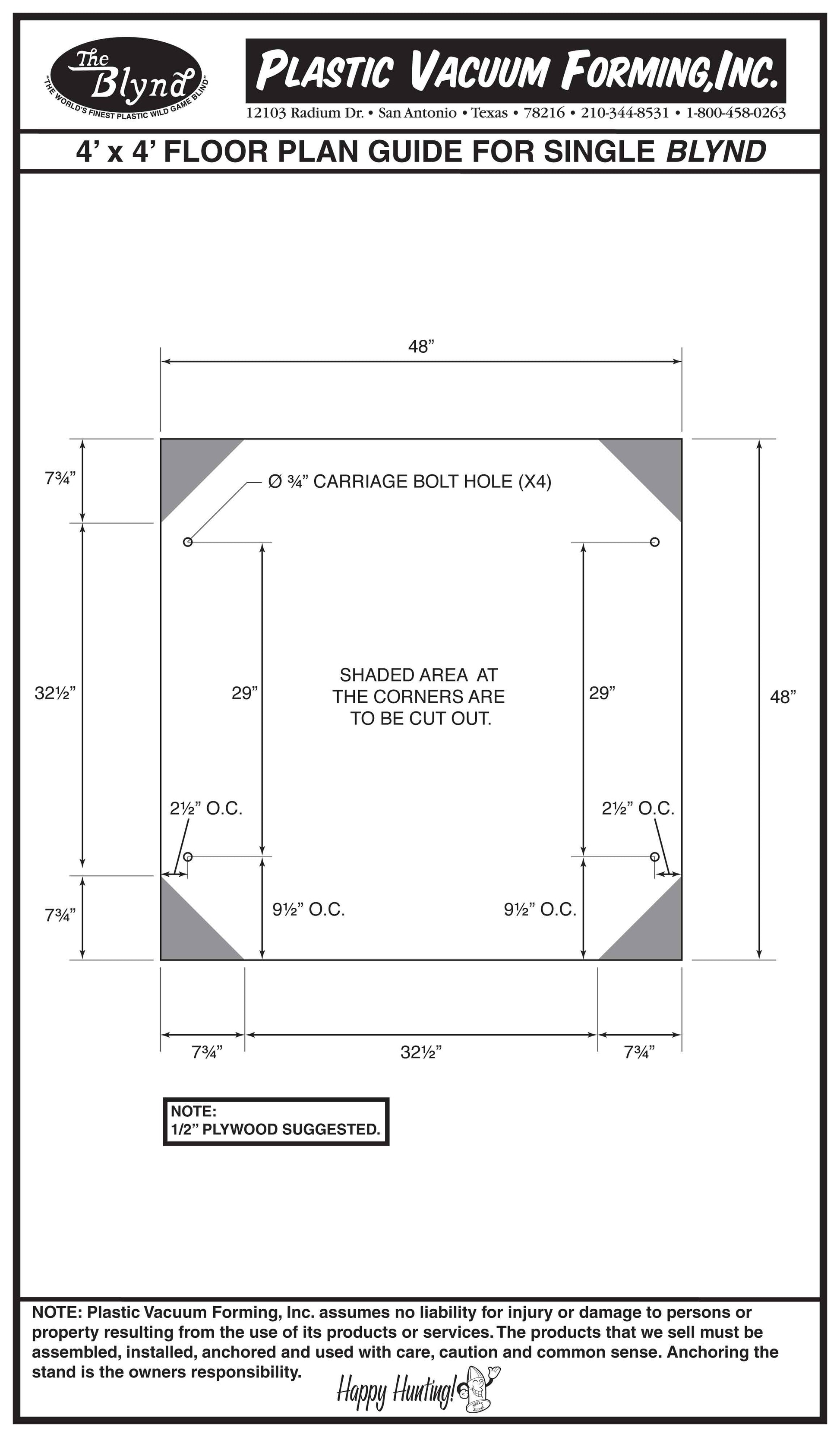 'The Blynd' 4' x 4' Hunting Blind in Olive Drab Green with Full Door