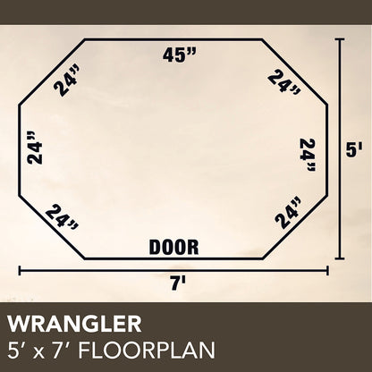 G7GR: Texas Hunter Wrangler Rifle Octagon Shaped Camo Aluminum 5' x 7' Deer Blind with 7 in. Legs and Full Door, Stairs and Handrails