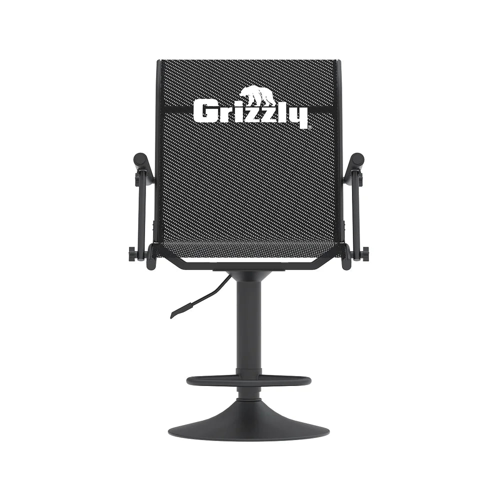 Grizzly Alpha Swivel Blind Chair, front view on white background showing mesh back and pedestal base