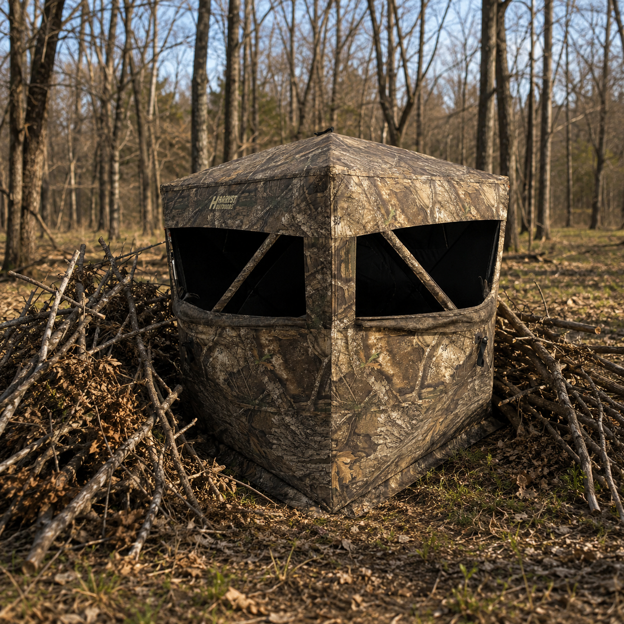 HARVST Outdoors - Brushline 75"x75"  Ground Blind - Shoot-Thru Mesh