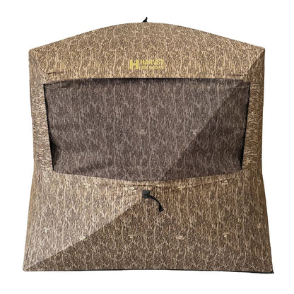 HARVST Outdoors BroadBase DM Ground Blind side panel with mesh window and Harvst Outdoors logo, Bottomland camo