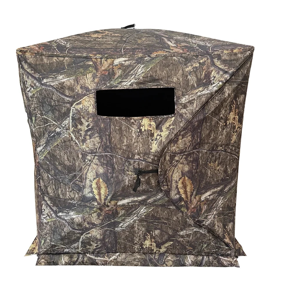HARVST Outdoors Brushline STM Ground Blind in Mossy Oak Country DNA camo, alternate side view with window