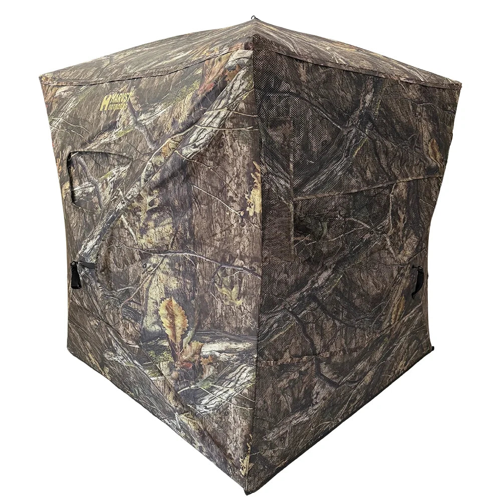 HARVST Outdoors OmniView 270 Ground Blind in Mossy Oak Country DNA, front three-quarter view