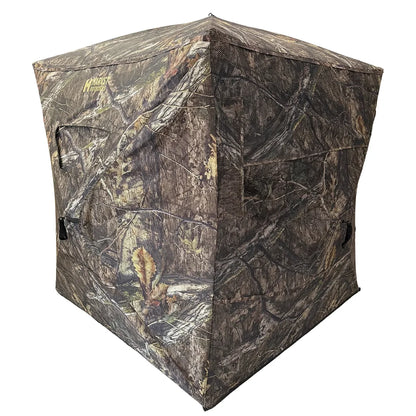 HARVST Outdoors OmniView 270 Ground Blind in Mossy Oak Country DNA, front three-quarter view