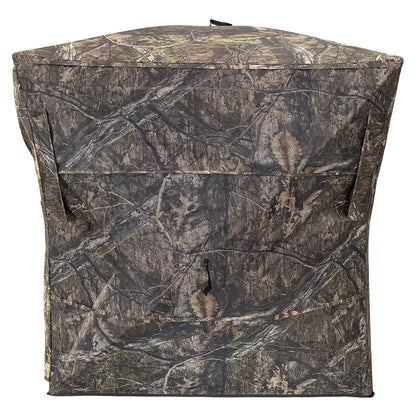 HARVST Outdoors OmniView 270 Ground Blind in Country DNA camo, rear view with back zipper