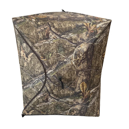 HARVST Outdoors Shadowline DM Ground Blind, closed panel showing zipper detail in Mossy Oak Country DNA