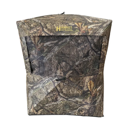 HARVST Outdoors Shadowline DM Ground Blind in Country DNA showing single-panel view with mesh window