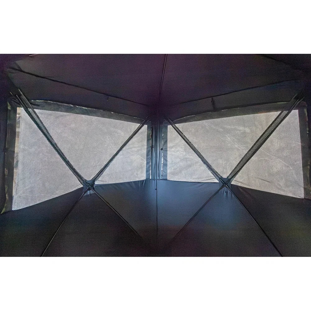 HARVST Outdoors Shadowline DM Ground Blind interior view showing mesh windows and floor