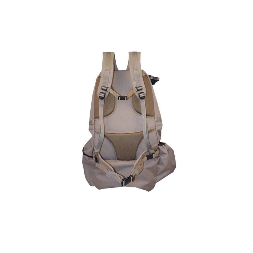 Horn Hunter Blind Hog Pack, rear view showing padded shoulder straps, hip belt, and back panel on white background