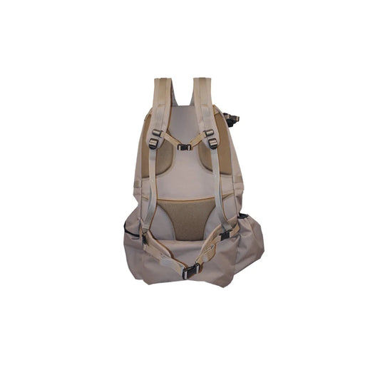 Horn Hunter Blind Hog Pack, rear view showing padded shoulder straps, hip belt, and back panel on white background