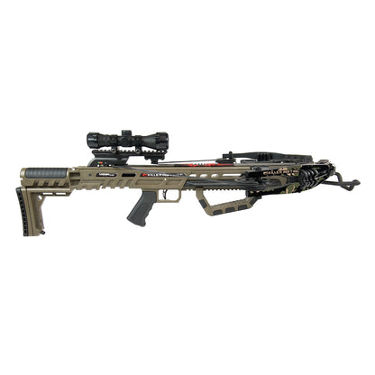Killer Instinct 405 FPS HD crossbow side profile with mounted scope isolated on white background
