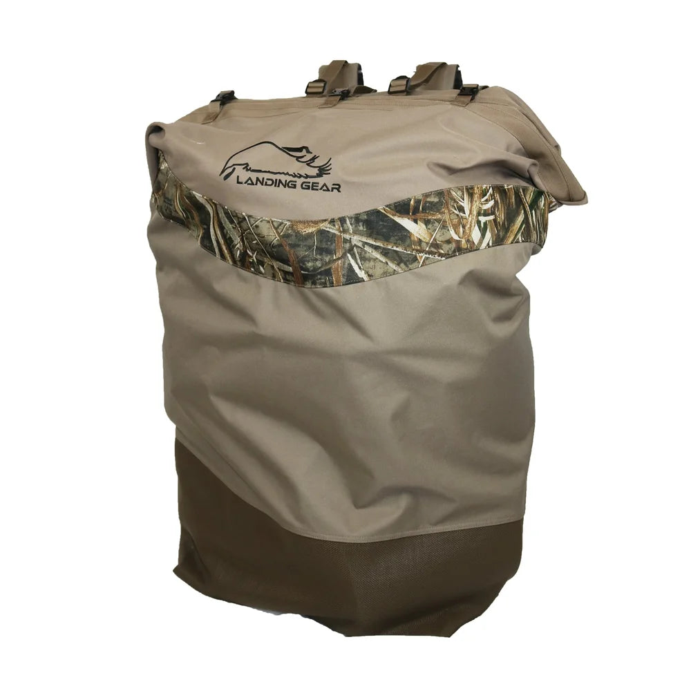Landing Gear Quick Load Decoy Bag, front view showing roll-top closure and camo accent strip on white background