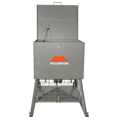Millennium Dinner Bell 600 deer feeder  showing hopper and open lid