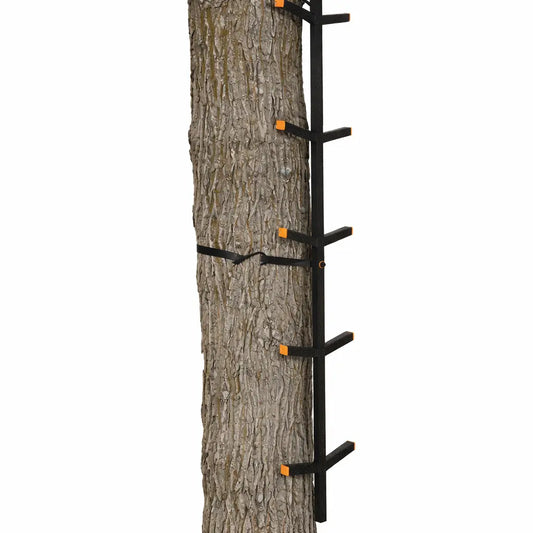 Muddy Quick-Stick XL climbing stick attached vertically to tree trunk
