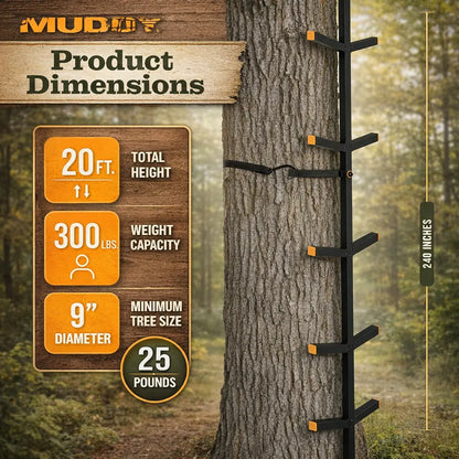 Muddy Quick-Stick XL climbing stick specifications and weight capacity graphic