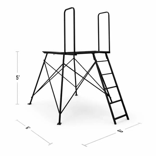 Muddy 360 hunting blind tower frame and platform system without blind attached