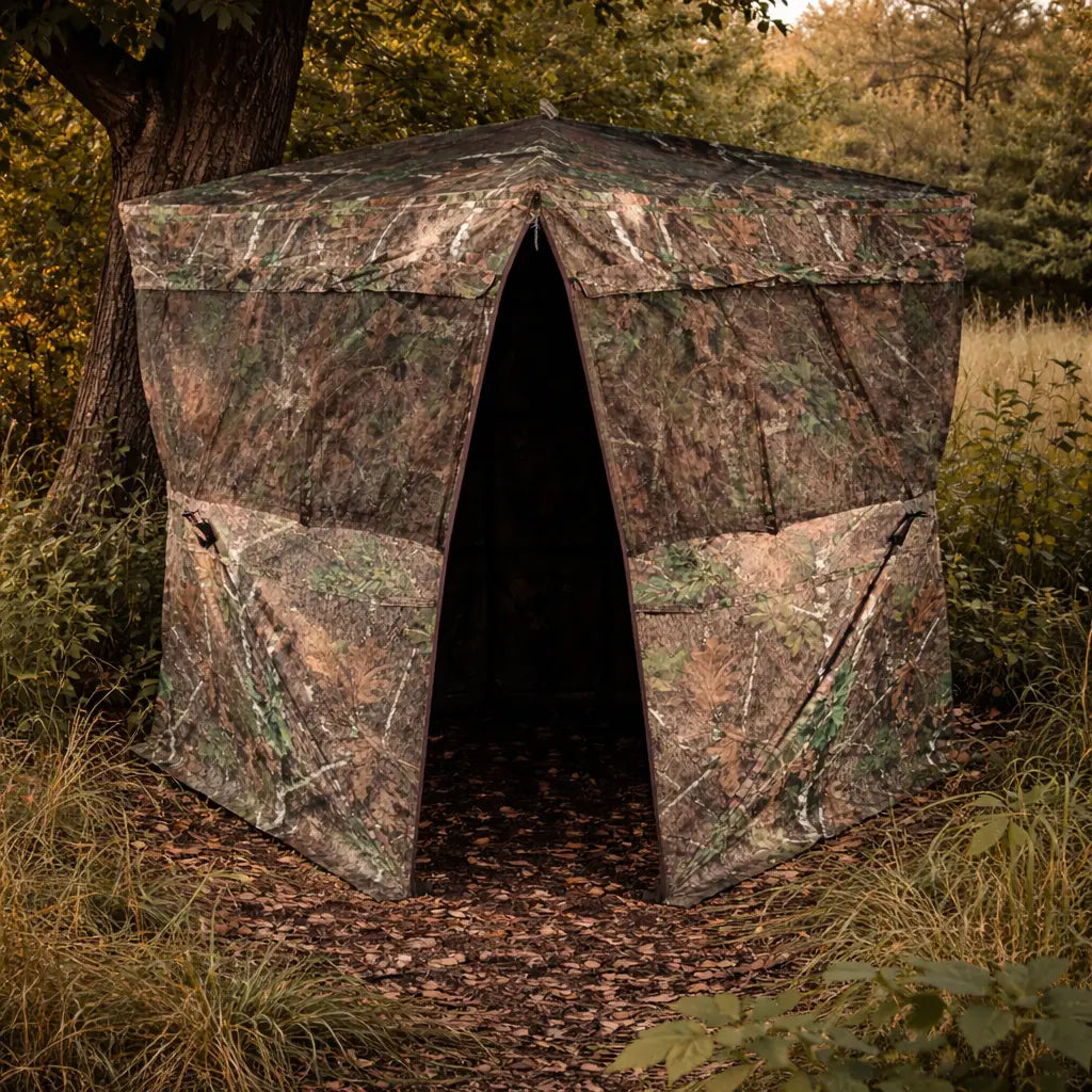 Muddy VS360 ground hunting blind in Mossy Oak Obsession camouflage pattern