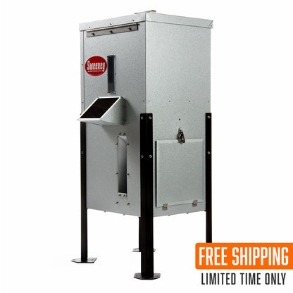 Sweeney 125-gallon wildlife feeder product image with free shipping graphic