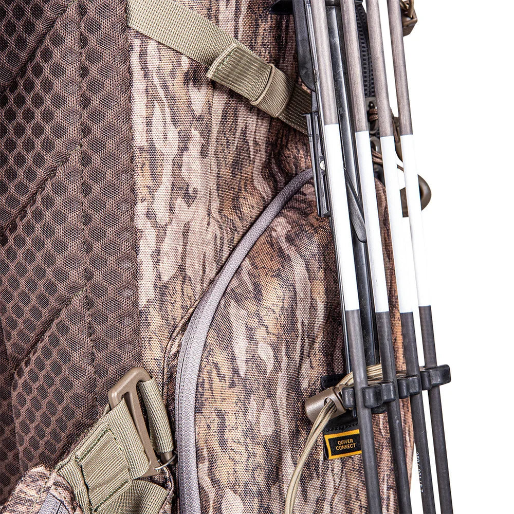 Tenzing Hangtime Day Pack Quiver Connect attachment holding arrows close-up detail