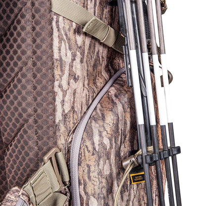 Tenzing Hangtime Day Pack Quiver Connect attachment holding arrows close-up detail