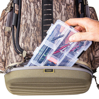 Tenzing Hangtime Day Pack stowaway pocket detail with broadhead organizer box
