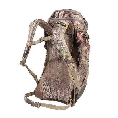 Tenzing Rambler Day Pack Mossy Oak Break-Up Country, rear view showing mesh back panel and harness