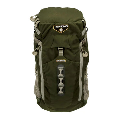 Tenzing Rambler Day Pack in olive green, straight-on front view on white background