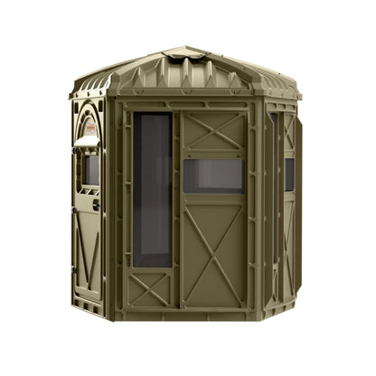 Terrain Archer Bow Blind with arc door, front studio view showing tall vertical archery window