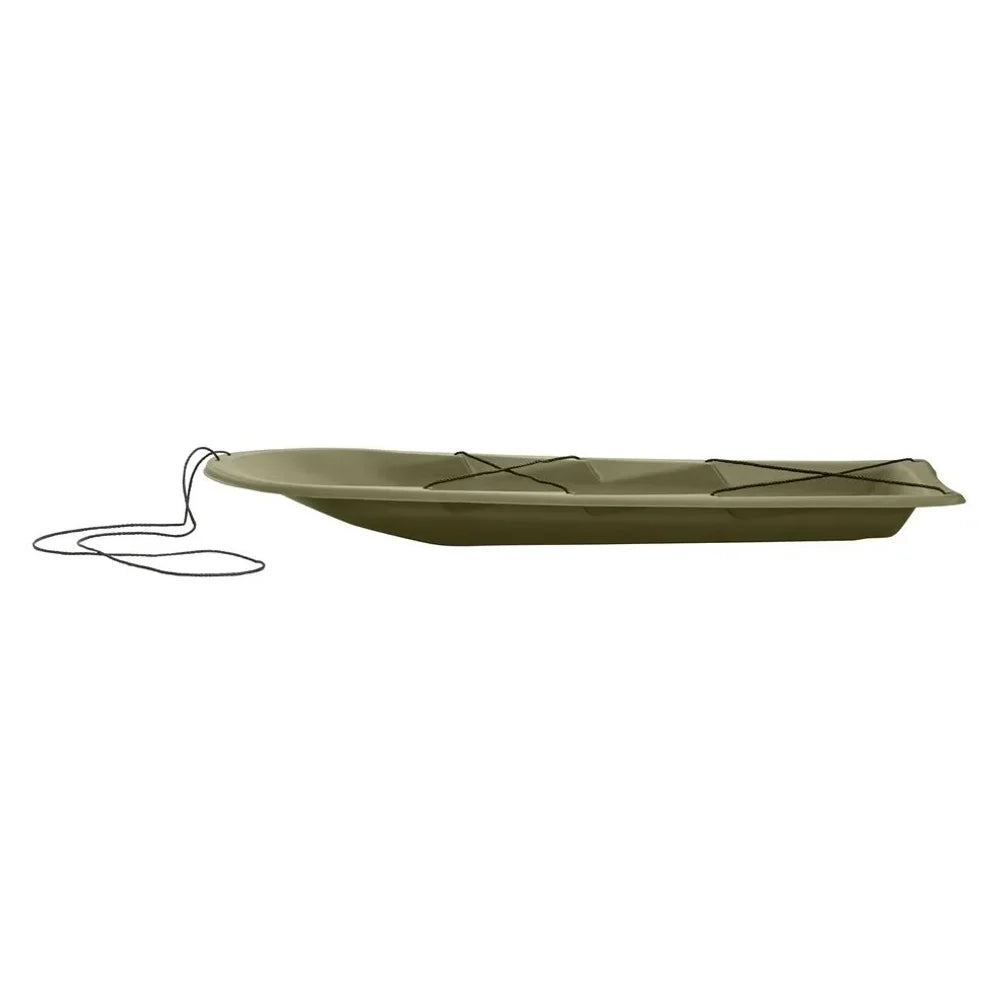 Terrain Deer Drag Sled empty, side profile view showing low silhouette and pull cord