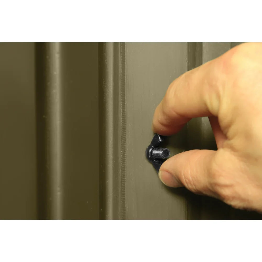 Hand adjusting thumb screw window fastener on Terrain Edge 4x4 Blind Arc Door