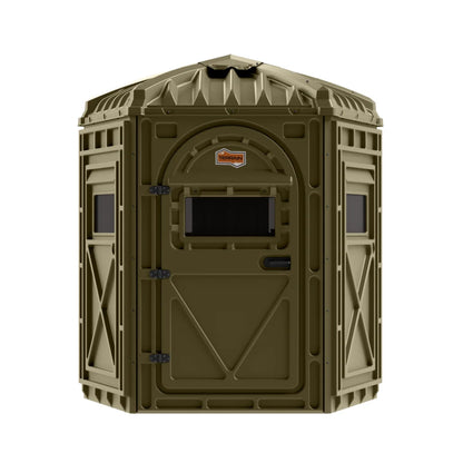 Terrain Range Pentagon Blind with Arc Door, front view showing closed door and window
