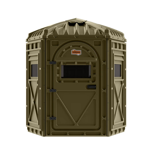 Terrain Range Pentagon Blind with Arc Door, front view showing closed door and window
