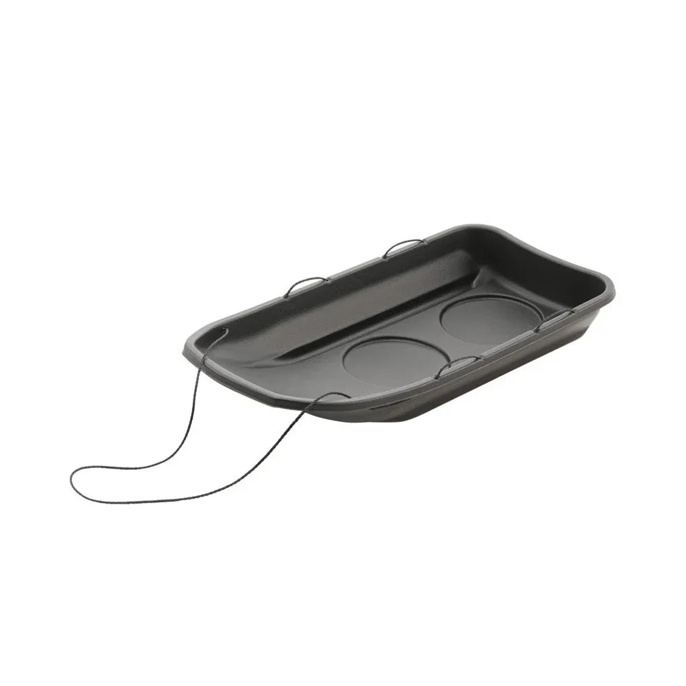 Terrain Tuff Tote black utility sled, front three-quarter alternate angle with tow rope