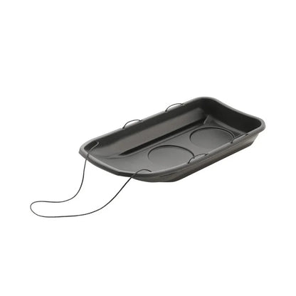Terrain Tuff Tote black utility sled, front three-quarter alternate angle with tow rope
