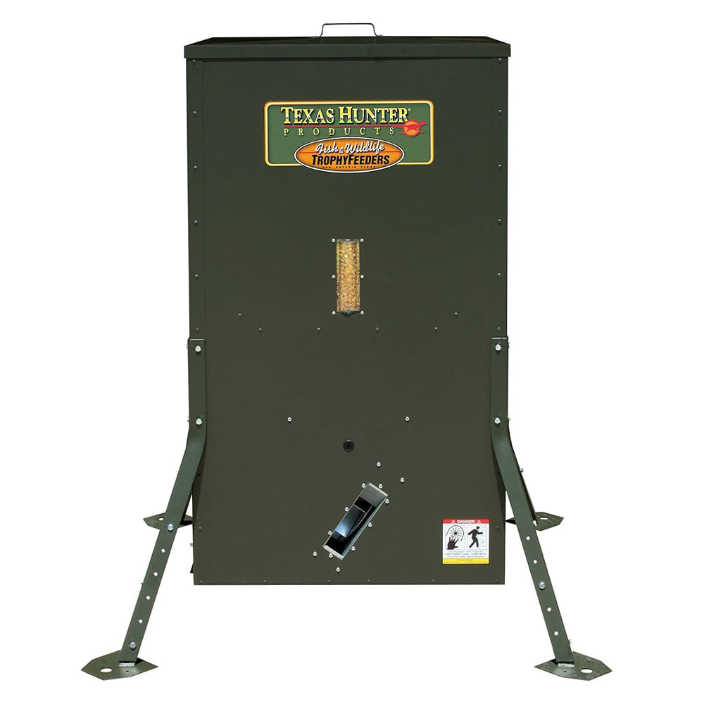 High-quality, durable Texas Hunter SF400 automatic fish feeder with adjustable legs
