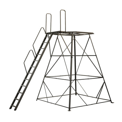 Titan Hunting Blinds 12 ft. Tower with Porch and Ladder, bare tower and ladder shown without blind on white