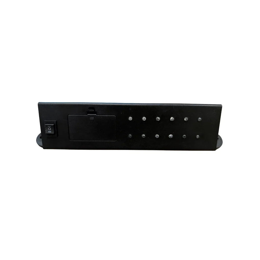 Titan Hunting Blinds 12V LED Light Kit, front view showing rocker switch, battery compartment and LED array on white