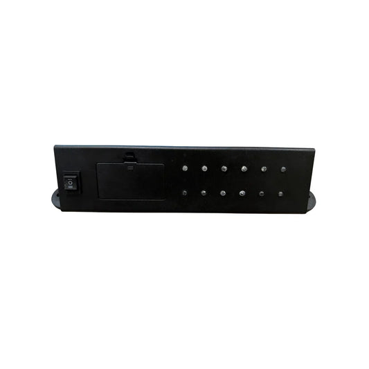 Titan Hunting Blinds 12V LED Light Kit, front view showing rocker switch, battery compartment and LED array on white