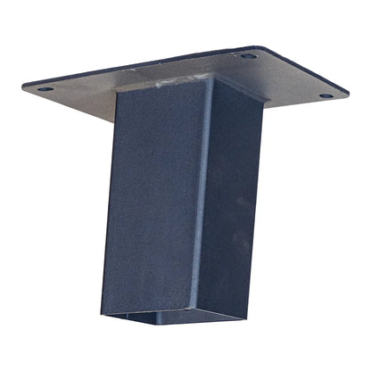 Titan Hunting Blinds 4x4 post attachment bracket, angled side view showing mounting plate and square sleeve