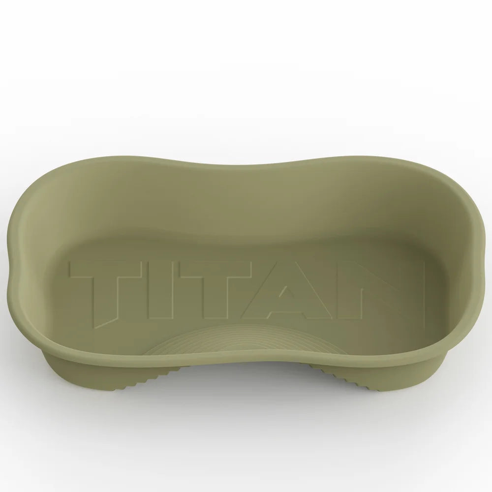 Titan Hunting Blinds Deer Pond 100 Gallon, front elevated view showing interior basin and embossed logo