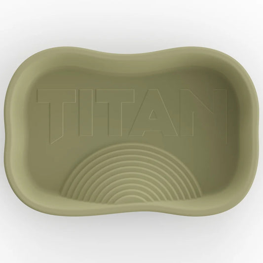 Titan Hunting Blinds Deer Pond 100 Gallon, top-down view showing embossed Titan logo and ramp interior