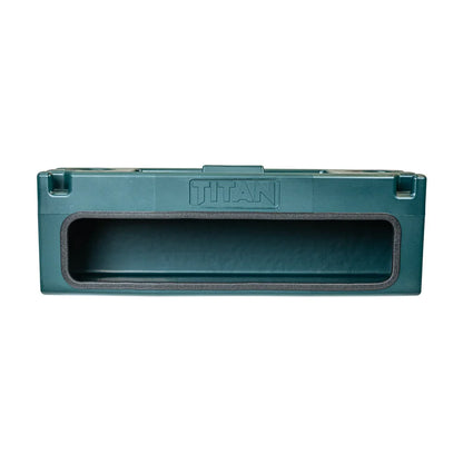 Titan Hunting Blinds Gear Box in green, front view studio shot on white