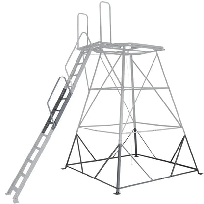 Titan Hunting Blinds Tower Extension Kit shown installed on 8ft to 12ft tower, front three-quarter view