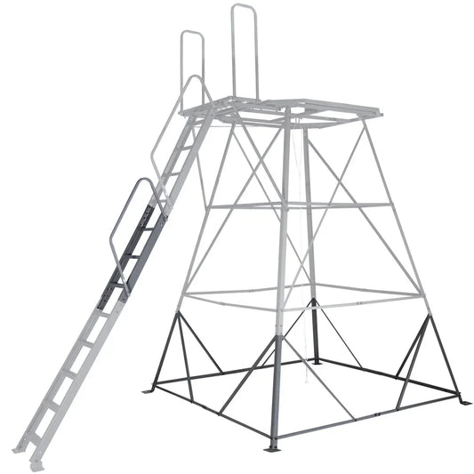 Titan Hunting Blinds Tower Extension Kit shown installed on 8ft to 12ft tower, front three-quarter view