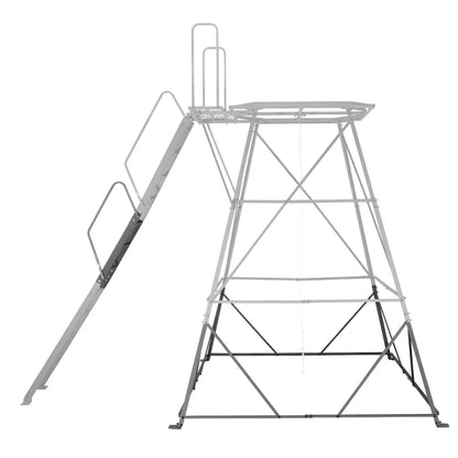 Titan Hunting Blinds Tower Extension Kit side profile view showing ladder and platform extension