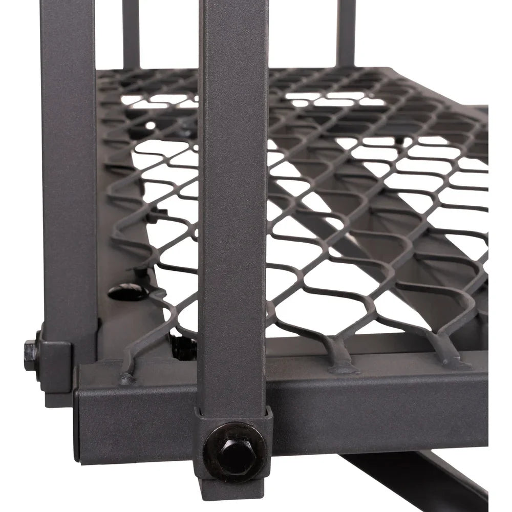 Titan Hunting Blinds Tower Porch Extension Kit close-up of platform mesh and bolt hardware