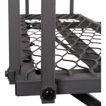 Titan Hunting Blinds Tower Porch Extension Kit close-up of platform mesh and bolt hardware