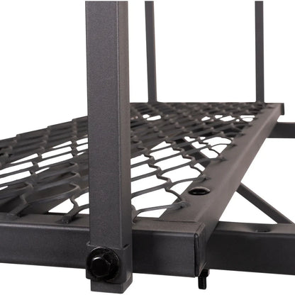 Titan Hunting Blinds Tower Porch Extension Kit close-up of corner post and platform rail