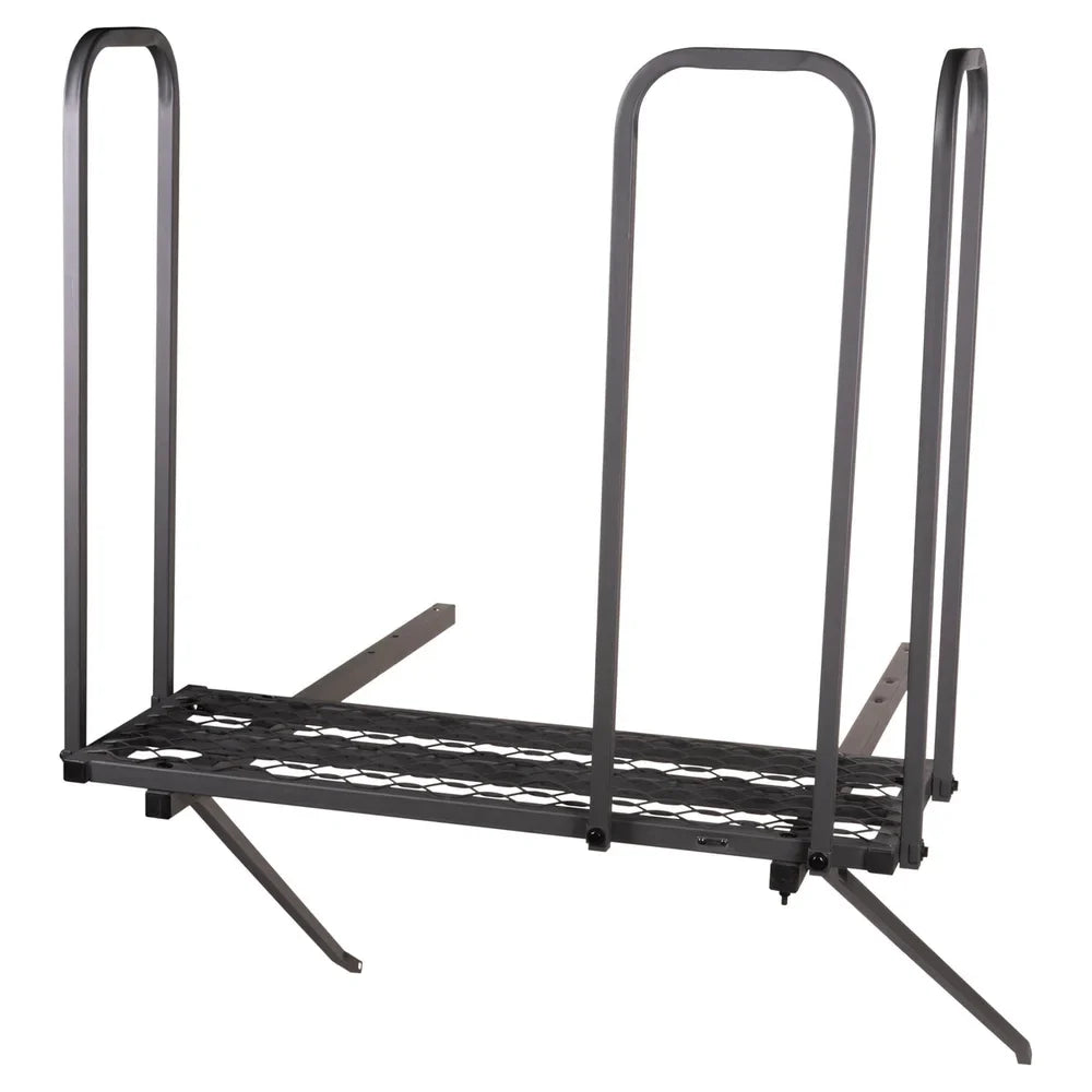 Titan Hunting Blinds Tower Porch Extension Kit rear three-quarter view showing rail uprights
